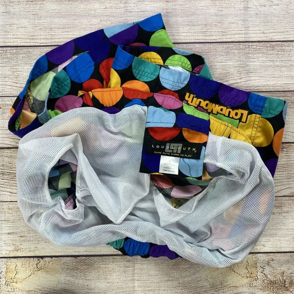 Loudmouth Swim Trunks Disco Balls Boardshort Men's Size Large